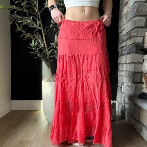 Cato coral maxi skirt with ruffle details